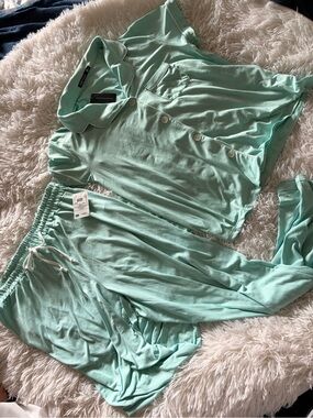 Tart Intimates Mint Green Short-Sleeve Button PJ Top & Drawstring Pants
